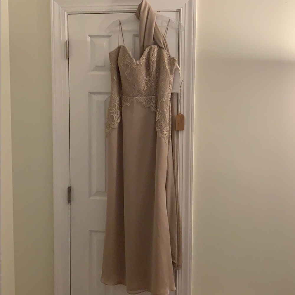 Beautiful gown. Light taupe/beige color NEVER WORN